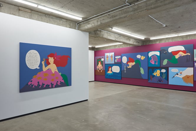 Colourful works on walls at Jhana Millers Gallery.