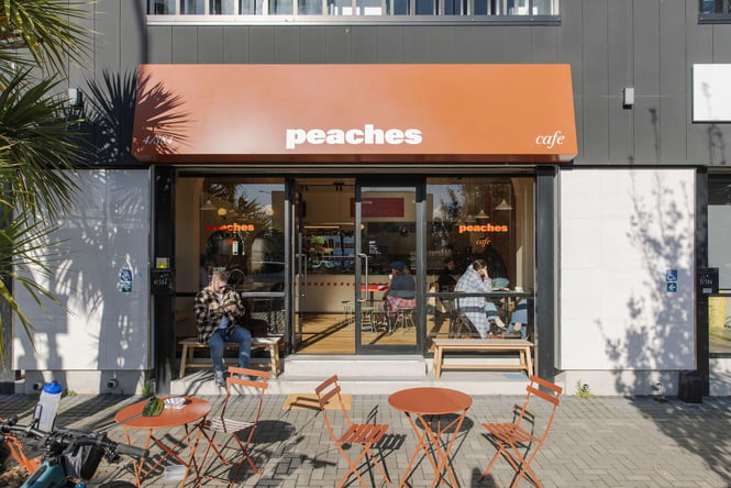 Exterior of Peaches Cafe in Christchurch