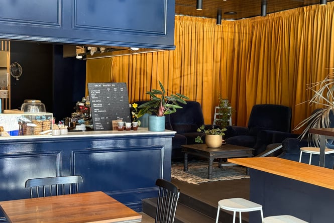 Cosy lounge corner of Okioki cafe by Great Pastry Co in Christchurch