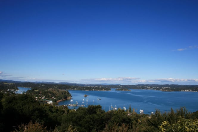 The Duke of Marlborough A view of Russell in the Bay of Islands on a clear sunny day.