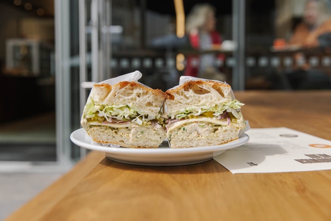 Sandwich on the table at Jolly Deli.