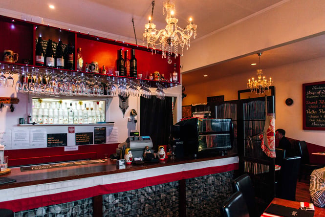 The bar area at Topor Bistro.