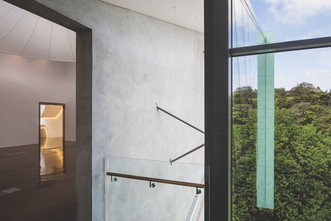 Interior building shot of Te Uru Waitakere Contemporary Art Gallery.