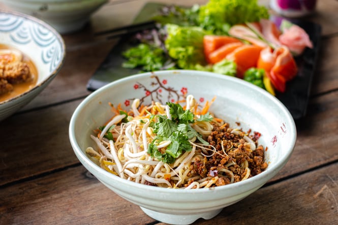 Bowl of Vietnamese noodles.