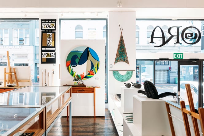 The bright interior of Ora Gallery Wellington.