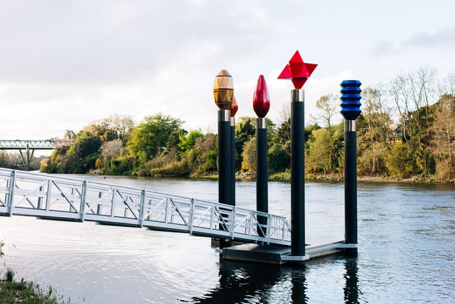 Jetty on Waikato river in Hamilton.