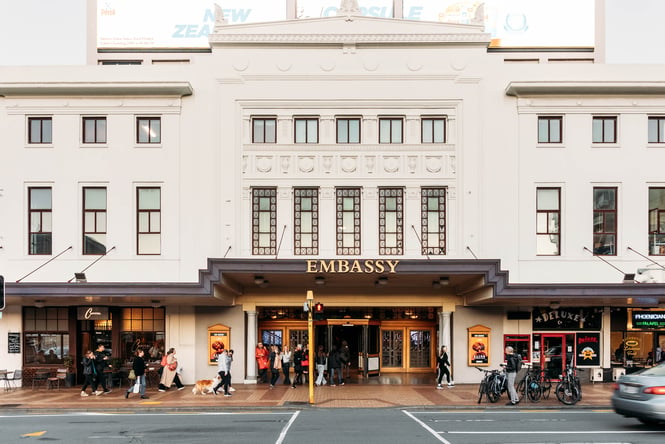 The exterior of Embassy Theatre Wellington.