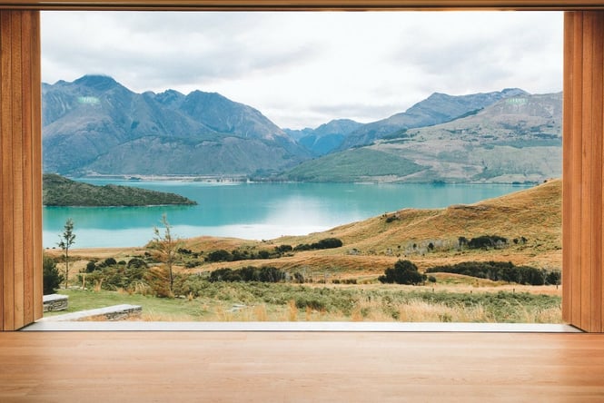 Mountain view out of the window at Aro Hā.