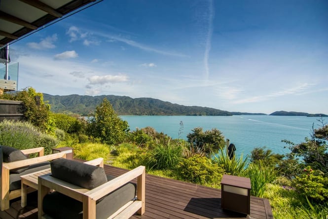 View of the ocean from Split Apple Retreat, Abel Tasman.