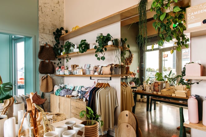 The pretty interior of the homewares section of Lykke.