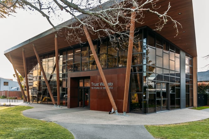 The exterior of the Trust Waikato building.