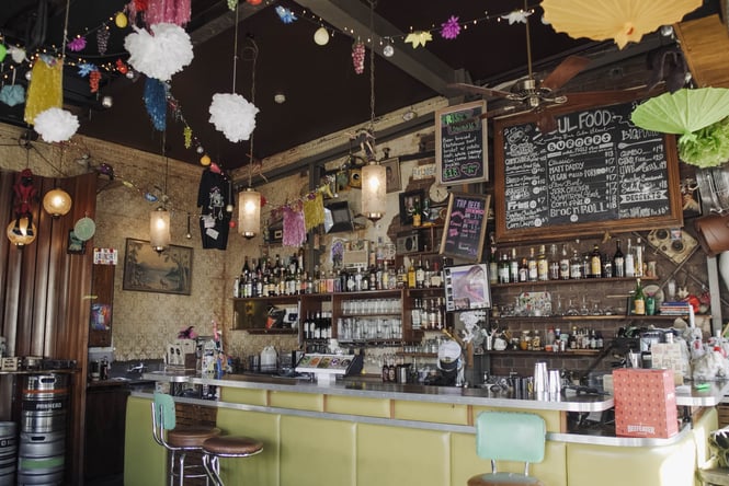 The bar inside Laundry.