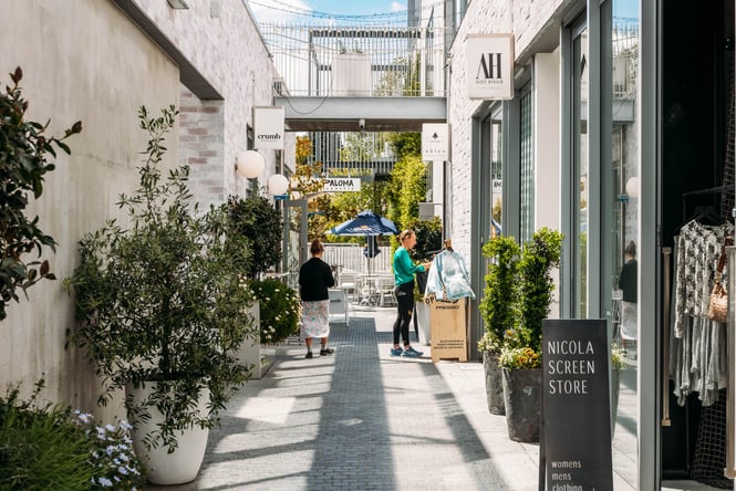 People in the alleyway of The Precinct.