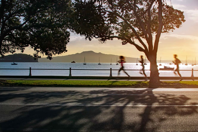 Joggers running.