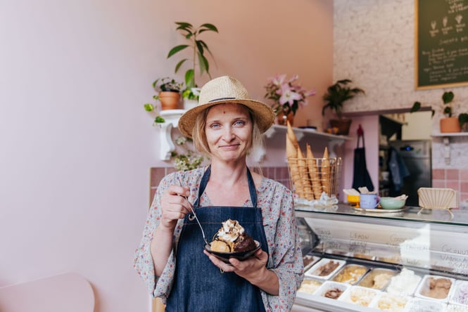 Mandy Klapschuweit in her Utopia Ice store on High Street, Christchurch.