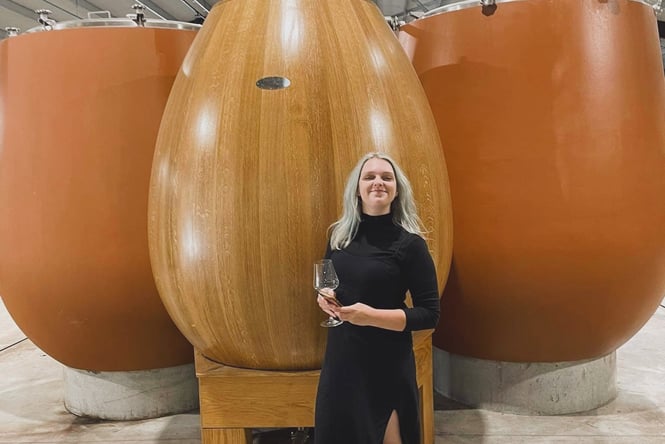 Loren Mitchell-Moore at Pyramid Vineyard.