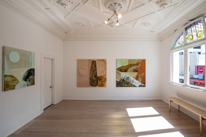 Artwork on display at McLeavey Gallery, Wellington.