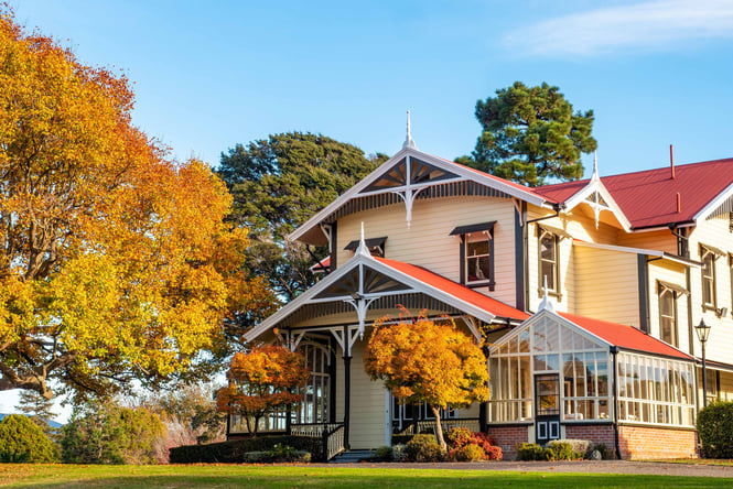 Homestead on beautiful grounds.