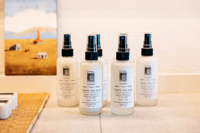 Spray bottles on display.