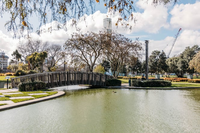 View of bridge over river running through Palmerston North