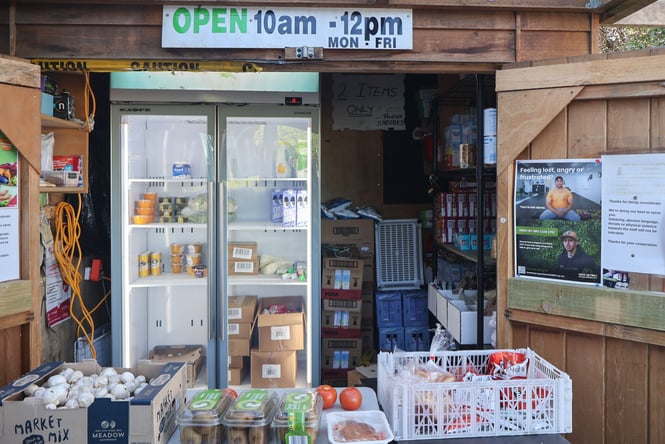 A view of an outdoor pantry.