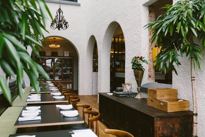 Interior view of dining room at Ada, Auckland.