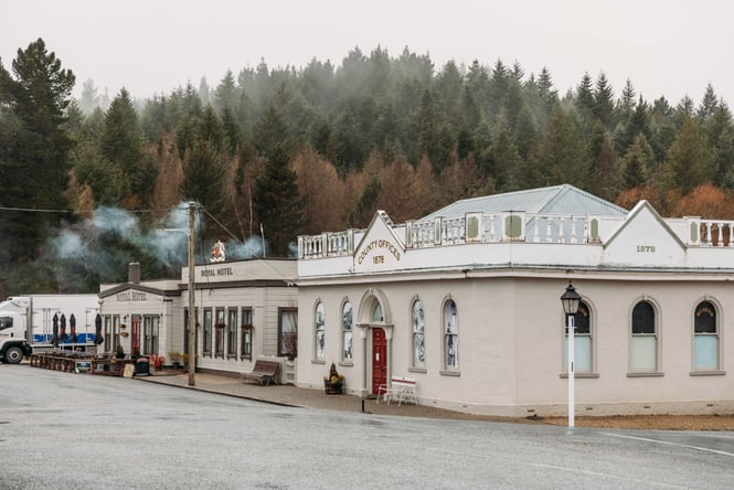 Building exterior of Royal Hotel on the main street of Naseby.