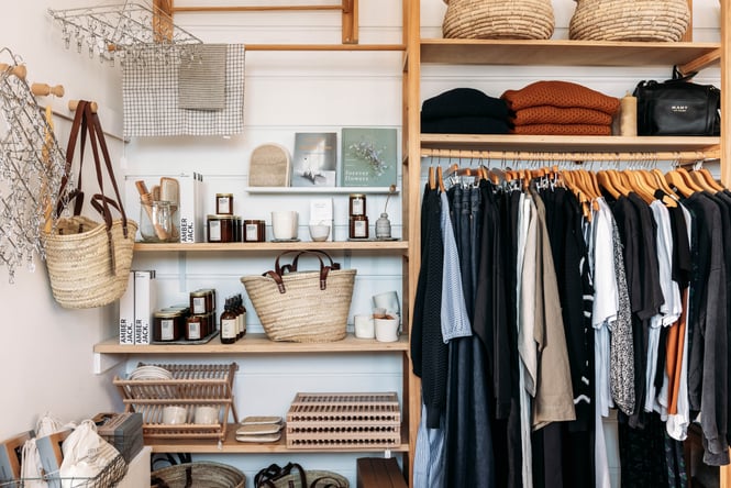 Homewares and clothes on display inside The Aviary Gisborne.