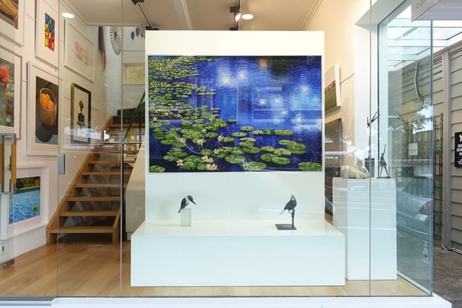 Painting in the window of Parnell Gallery.