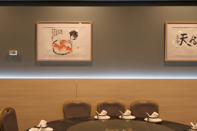 The simple interior of Southern Asian Restaurant.