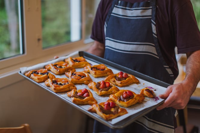 Tray of pastries fresh from the oven at Augustines of Portobello.