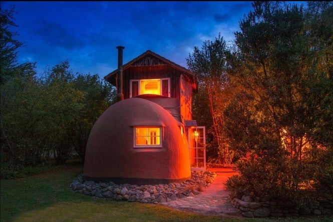 The Boot Nelson accommodation at the Jester House light up at night.