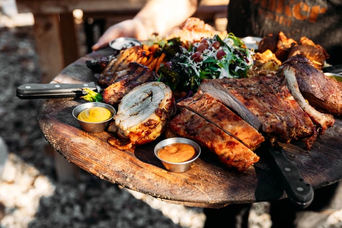 Platter of meats and other food at The Stoaker Room.