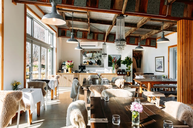 The sunny interior of The Packing Shed.