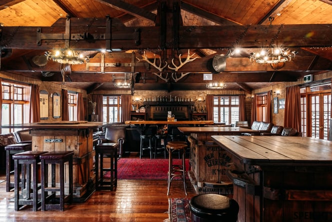 The warm pub like interior of Danseys Pass Hotel.
