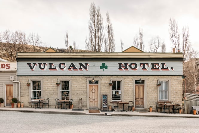 The exterior of Vulcan Hotel Central Otago.