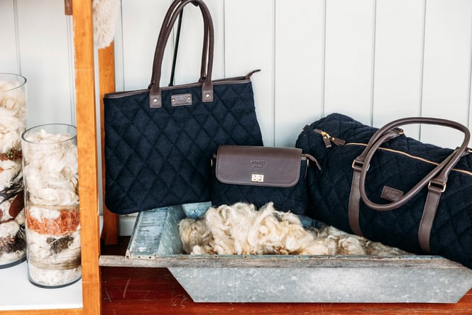 Bags on display inside Honest Wolf.