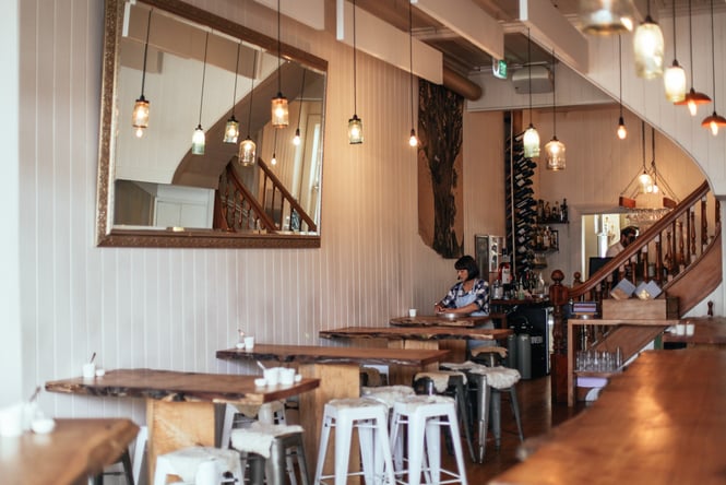 Main dining area inside Orphans Kitchen in Auckland