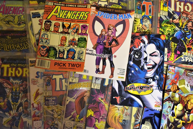 Close up of comics.