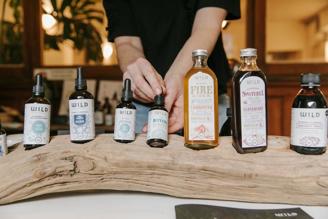 A range of Wild Dispensary skincare and body care products on display