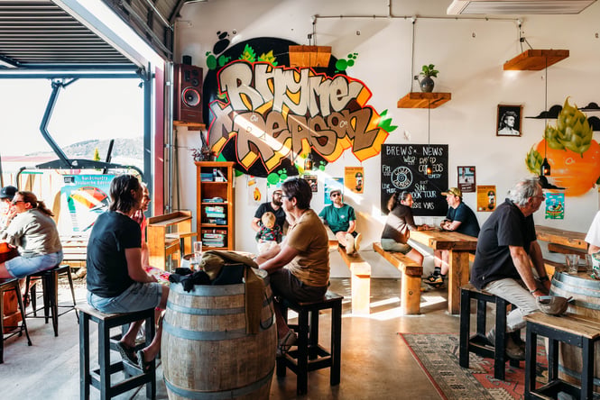 Customers enjoying the interior space at Rhyme x Reason.