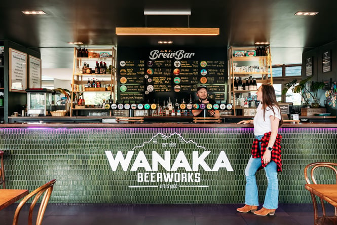 Bar at Wānaka Brew Bar where they serve Wānaka Beerworks.