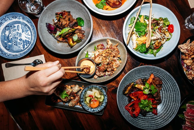 Selection of dishes on the table at Apache.