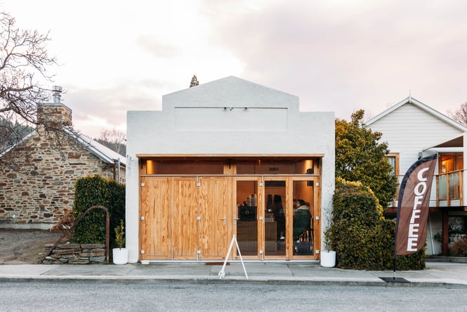 The exterior of Three Peaks Coffee.