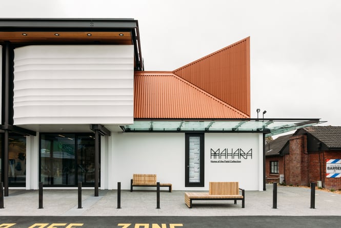 The exterior of Toi MAHARA gallery on the Kāpiti Coast.