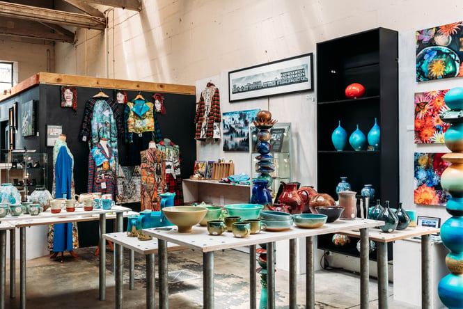 Interior view of Crafted gallery in Ōamaru.