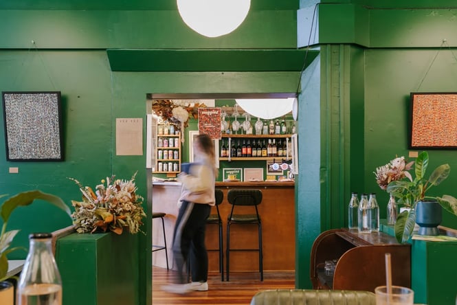 Inside the cafe Maggies.