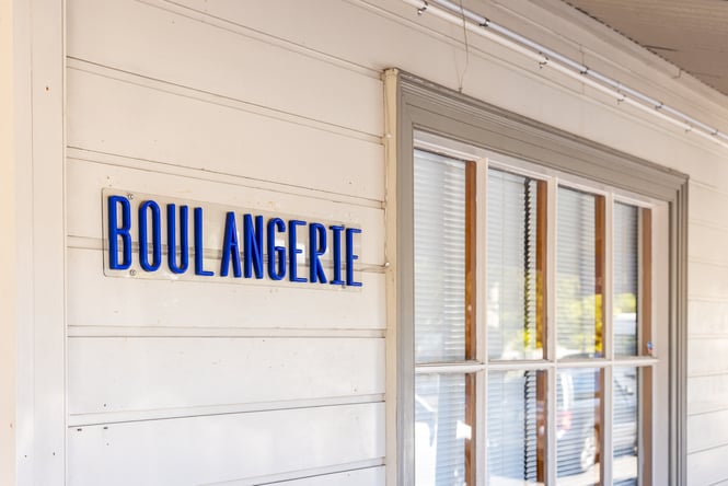 Close up of boulangerie sign at A La Baguette