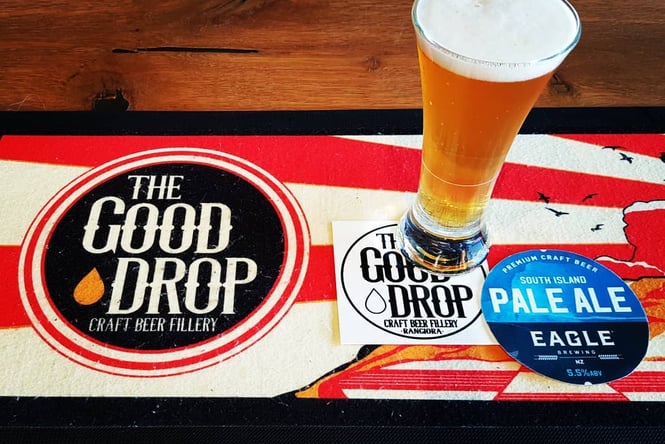 Beer on a counter top at The Good Drop.