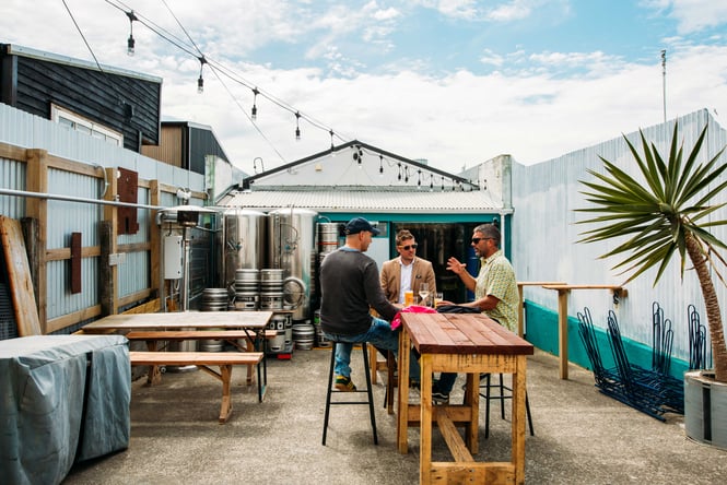 Outdoor seating at The Beer Engine.